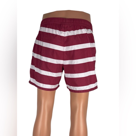 Lacoste Mens Large Swim Shorts Striped Red White 5” Inseam Polyamide Beach EUC - Picture 4 of 12